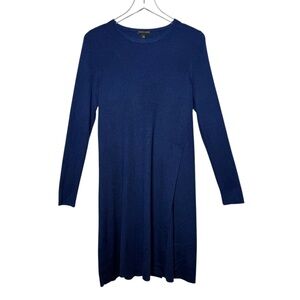 Eileen Fisher Navy Blue Merino Wool Blend Women’s Midi Split Sweater Dress Sz S